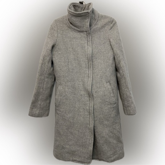 Aritzia Babaton Wool Cashmere Funnel Neck Mid-Length Coat | Heather Grey - Picture 4 of 11